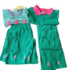 Quacker Factory 4 Piece Wardrobe Set XL Green Pink Pineapple Striped NWT QVC